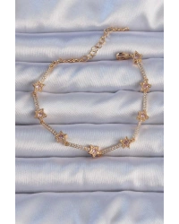 Vip Seri Pirinç Altın Renk Zirkon Taşlı Yıldız Model Bileklik