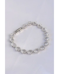 Vip Seri Pirinç Zirkon Taşlı Gümüş Renk Arpa Model Bileklik