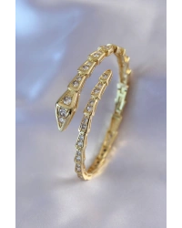 VIP Seri Yılan Model Gold Renk Kadın Kelepçe Bileklik