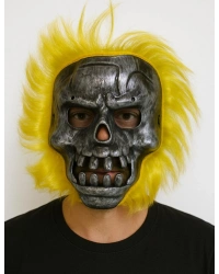 Wild Skull - Metal Kafatası Sarı Saçlı İskelet Maske