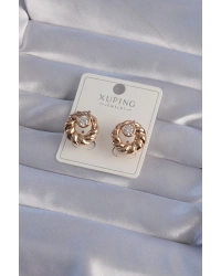 XUPİNG Rose Renk Oval Zirkon Taşlı Burgu Model Küpe