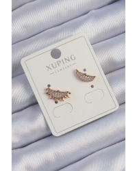 Xuping Rose Renk Zirkon Taşlı Ay ve Güneş Tasarımlı Küpe