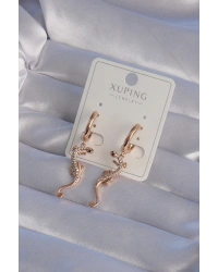 XUPİNG Rose Renk Zirkon Taşlı Kertenkele Model Halka Küpe