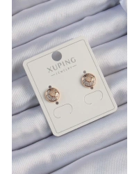 Xuping Rose Renk Zirkon Taşlı Yansımalı Oval Küpe