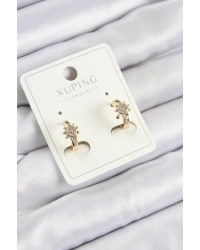 Xuping Zirkon Taşlı Çiçek Model Gold Renk Kadın Küpe