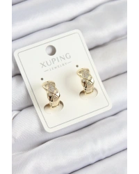 Xuping Zirkon Taşlı Geometrik Desenli Halka Model Gold Renk Kadın Küpe