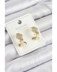 Xuping Zirkon Taşlı Kalp Model Gold Renk Kadın Küpe