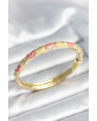 Yeşil Krem Renk Detaylı Mineli Kelepçe