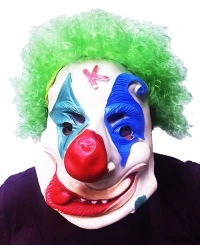 Yeşil Renk Afro Bonus Peruklu Palyaço Maske NessiWorld