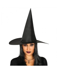Yetişkin Boy Siyah Cadı Şapkası ve Uzun Siyah Cadı Peruğu