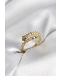 Yılan Model Gold Renk Zirkon Taşlı Kadın Yüzük