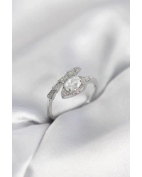 Yılan Model Gümüş Renk Zirkon Taşlı Kadın Yüzük