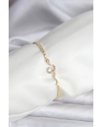 Yılan Model Zirkon Taşlı Gold Renk Pirinç Su Yolu Kadın Bileklik