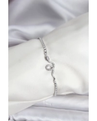 Yılan Model Zirkon Taşlı Gümüş Renk Pirinç Su Yolu Kadın Bileklik