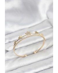 Yıldız Model Gold Renk Pirinç Kadın Bileklik