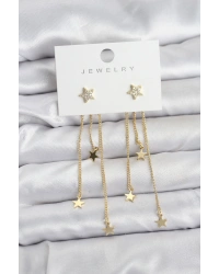 Yıldız Model Gold Renk Pirinç Sallantılı Kadın Küpe