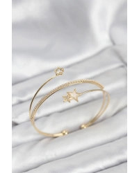 Yıldızlı Model Pirinç Gold Renk Kadın Bileklik