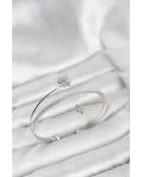 Yonca Çiçek Model Pirinç Gümüş Renk Kadın Bileklik