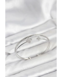 Yonca Model Pirinç Gümüş Renk Kadın Bileklik