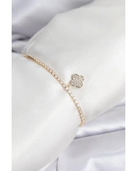 Yonca Model Zirkon Taşlı Gold Renk Asansörlü Su Yolu Bileklik