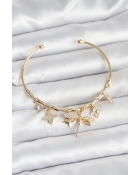 Yusufçuk Charmlı Gold Renk Pirinç Kadın Bileklik