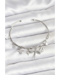 Yusufçuk Charmlı Gümüş Renk Pirinç Kadın Bileklik