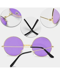 Yuvarlak Cam John Lennon Tarzı Gümüş Çerçeveli Mor Gözlük