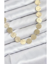Yuvarlak Plaka Model Gold Renk Kadın Kolye