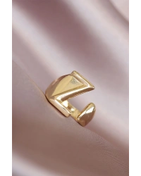 Z Harfli Altın Renk Ayarlamalı Metal Kadın Yüzük