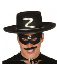 Z Logolu Yetişkin Zorro Şapkası ve Zorro Maskesi