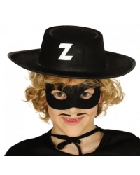 Z Logolu Zorro Şapkası ve Zorro Maskesi Çocuk Boy