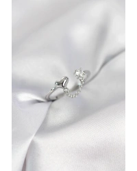 Zincir Sallantılı Kalp Model Gümüş Renk Kadın Yüzük