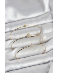 Zirkon Taşlı Kutup Yıldızı Model Gold Renk 3lü Kadın Bileklik Kombini