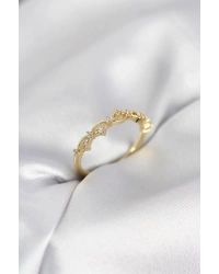 Zirkon Taşlı Pirinç Gold Renk Kadın Yüzük