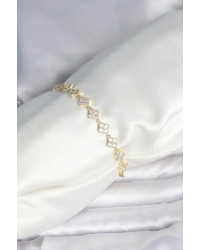 Zirkon Taşlı Pirinç Yonca Model Bileklik