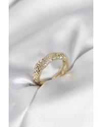 Zirkon Taşlı Puntalı Gold Renk Kadın Yüzük