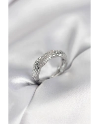 Zirkon Taşlı Puntalı Gümüş Renk Kadın Yüzük