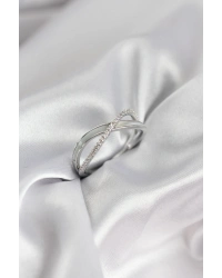 Zirkon Taşlı Sarmal Sedefli Gümüş Renk Kadın Yüzük