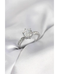 Zirkon Taşlı Tek Taş Model Gümüş Renk Kadın Yüzük