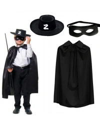 Zorro Pelerini Şapkası ve Maske Seti Çocuk Boy
