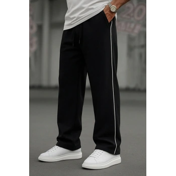 erkek baggy geniş bol paça beli bağcıklı eşofman alt kalın kışlık