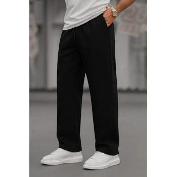 erkek baggy geniş bol paça beli bağcıklı eşofman alt kalın kışlık