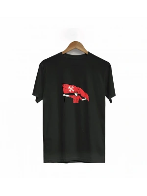 1 Mayıs Emekçilerimiz İçin Özel Tasarım Bayraklı Emekçi Baskılı T-shirt - Siyah