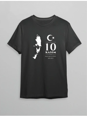 10 Kasım Atatürk Baskılı T-shirt - Siyah