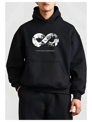 10 Kasıma Özel Üç İplik Kapüşonlu Baskılı SweatShirt - Siyah