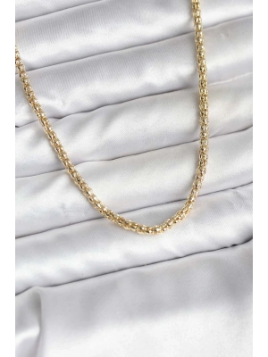 14K Gold Renk Kaplama Boru Zincir Model CM Kadın Kolye