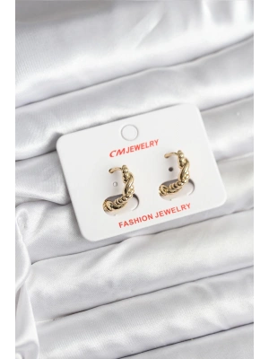 14K Gold Renk Kaplama Burgu Model CM Kadın Küpe