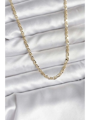 14K Gold Renk Kaplama Ezme Plaka Model CM Kadın Kolye