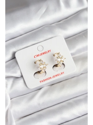 14K Gold Renk Kaplama Kutup Yıldız Zirkon Taşlı CM Kadın Küpe