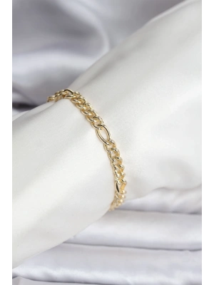 14K Gold Renk Kaplama Lazerli Zincir Model CM Kadın Bileklik